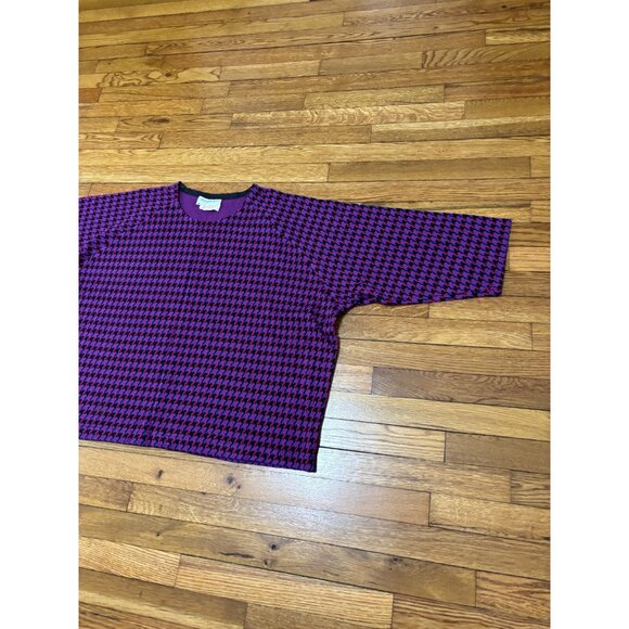 Vintage Saks Fifth Avenue Womens Sweater Size Medium Retro Purple Houndstooth - Picture 3 of 9